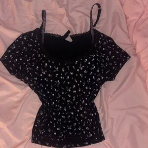 H&M Black Floral Camisole